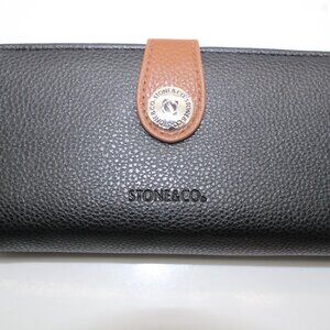 STONE & CO Women's Black Faux Leather Organizer Wallet (Slots for up to 20 Cards